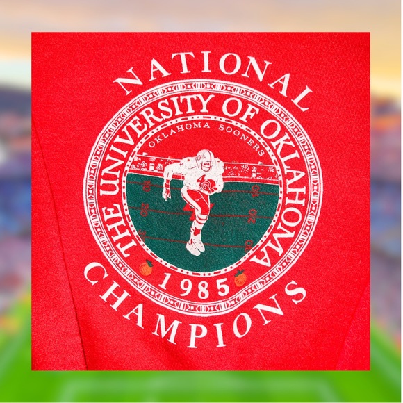 1985 Oklahoma Sweatshirt - Vintage Russell - Size M - Sooners National Champions - Picture 2 of 5